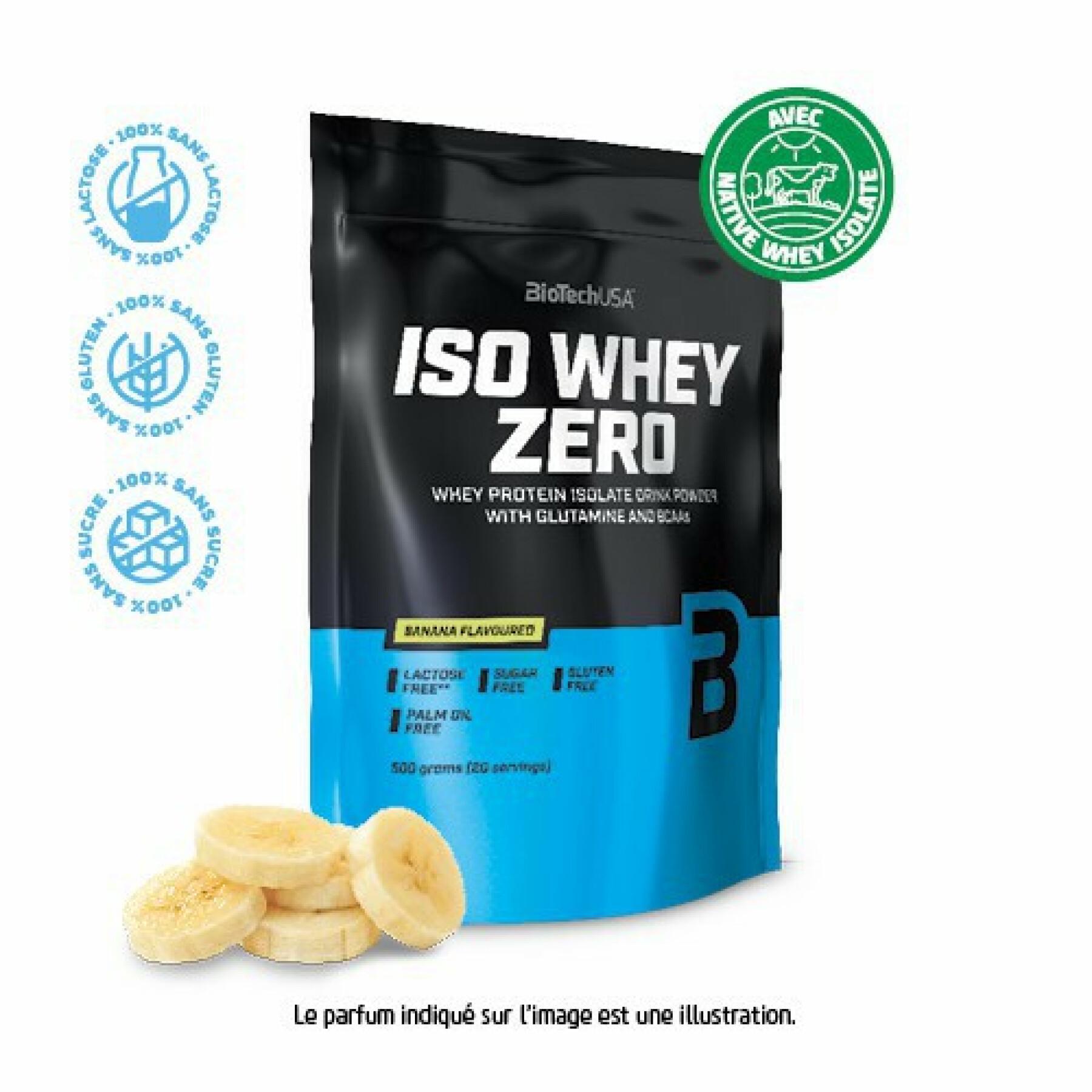 Pak van 10 zakjes proteïne Biotech USA iso whey zero lactose free - Banane - 500g