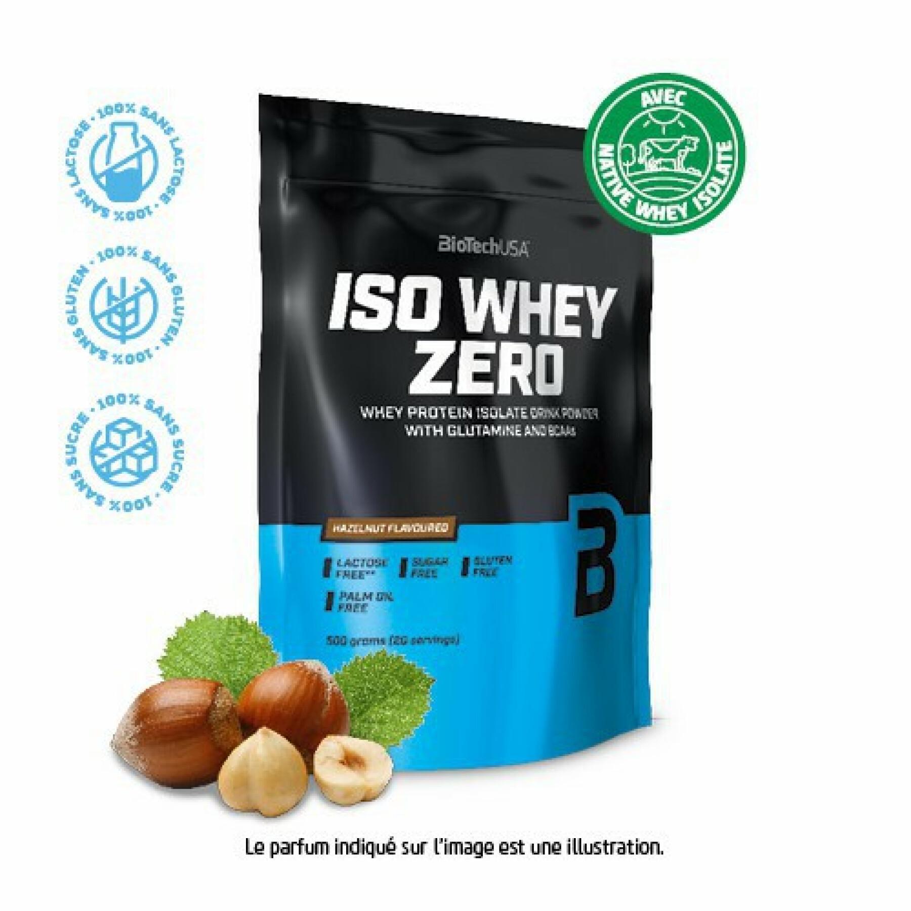 Pak van 10 zakjes proteïne Biotech USA iso whey zero lactose free - Noisette - 500g