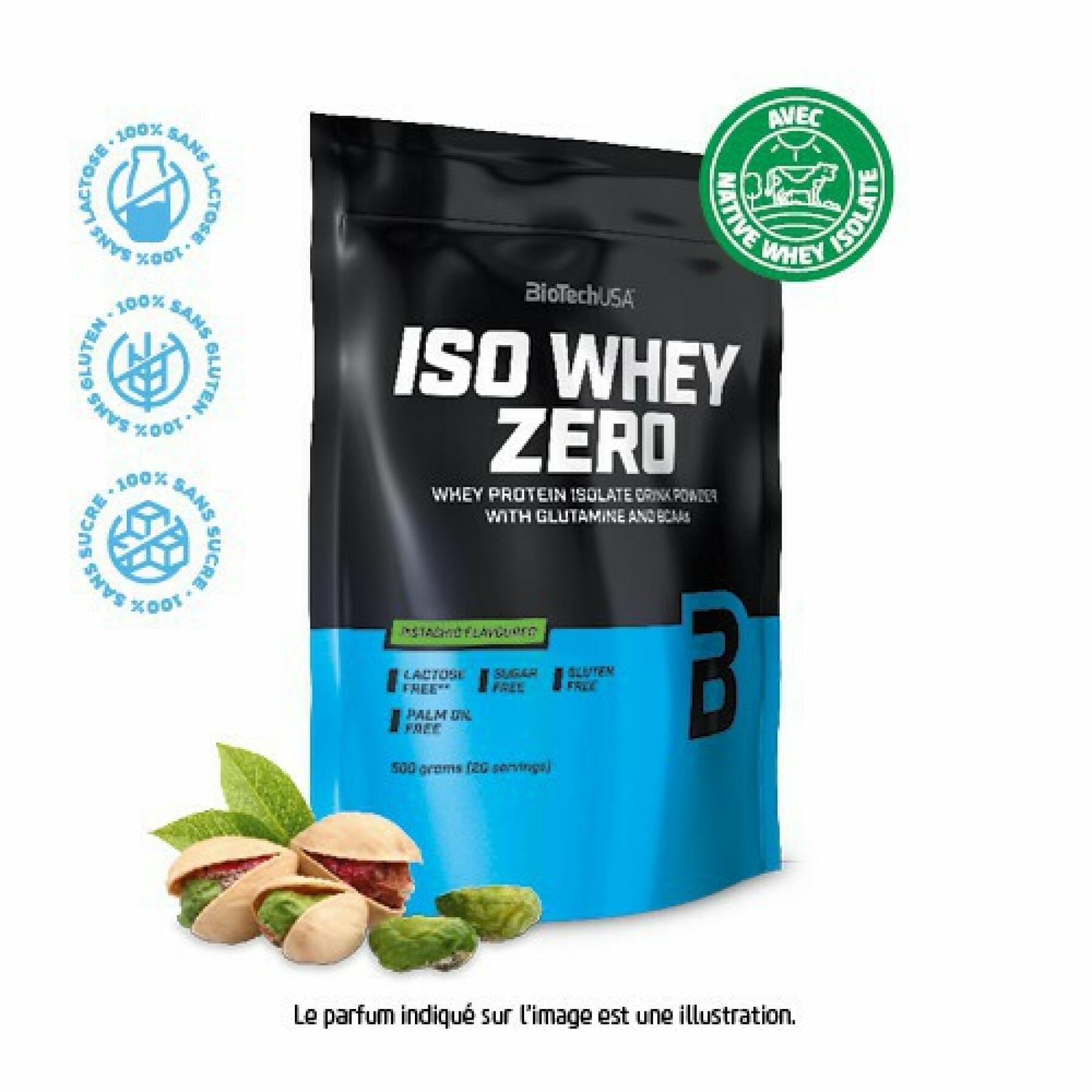 Pak van 10 zakjes proteïne Biotech USA iso whey zero lactose free - Pistache - 500g