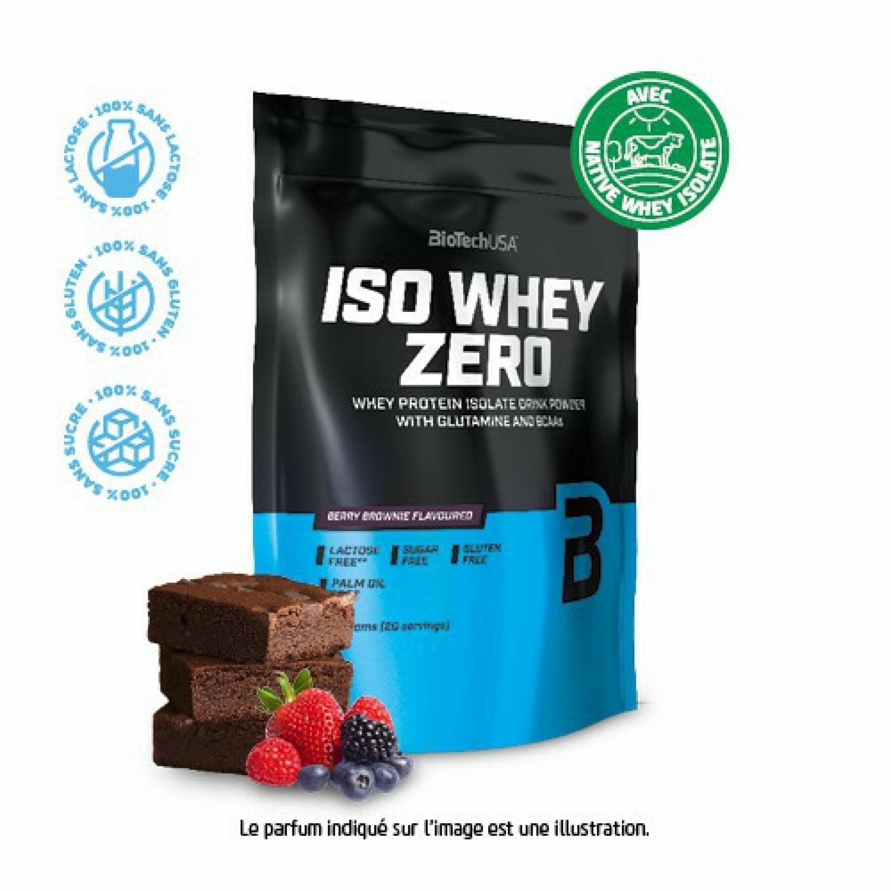 Pak van 10 zakjes proteïne Biotech USA iso whey zero lactose free - Brownie aux fruits rouges - 500g