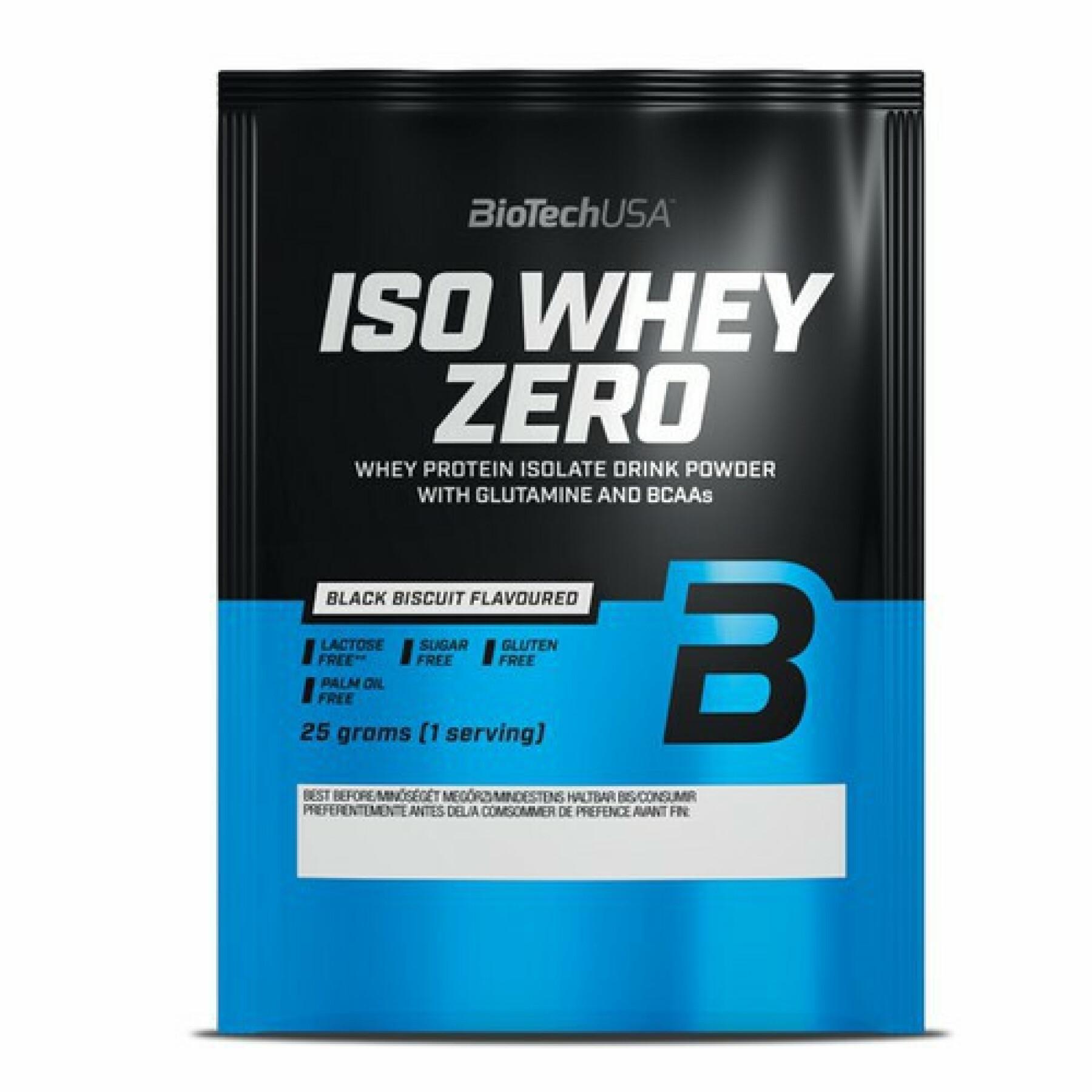 50 pakjes lactosevrij eiwit Biotech USA iso whey zero - Black Biscuit - 25g