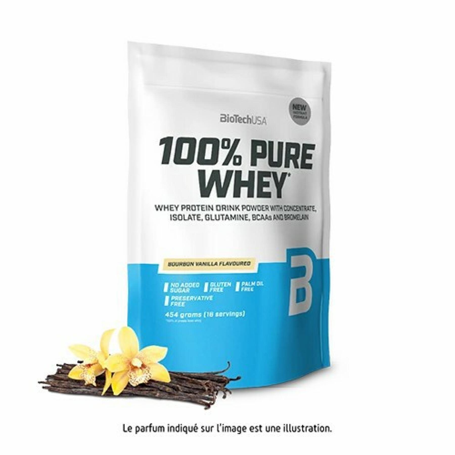 Pak van 10 zakken 100% zuivere wei-eiwitten Biotech USA - Vanille bourbon - 454g