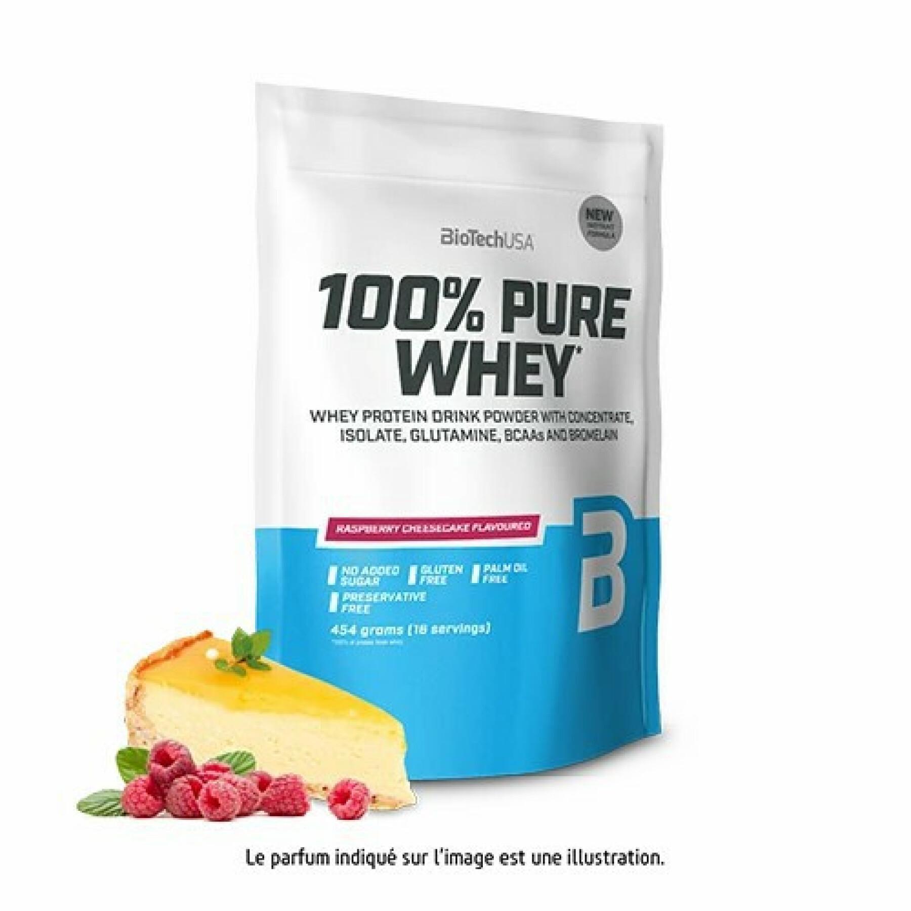 Pak van 10 zakken 100% zuivere wei-eiwitten Biotech USA - Cheesecake aux frambois - 454g