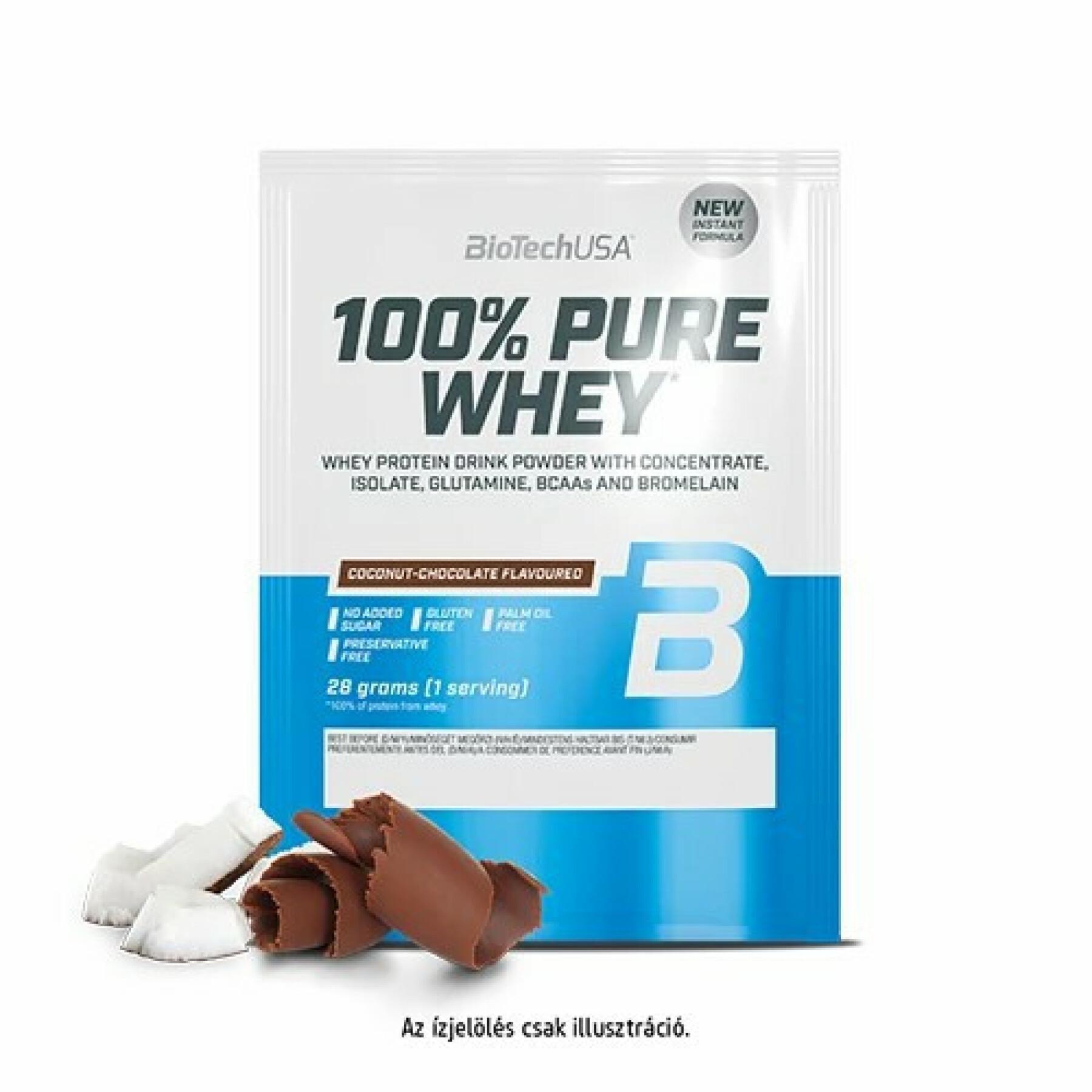 50 pakjes 100% zuivere wei-eiwitten Biotech USA - Noix de coco-chocolat - 28g