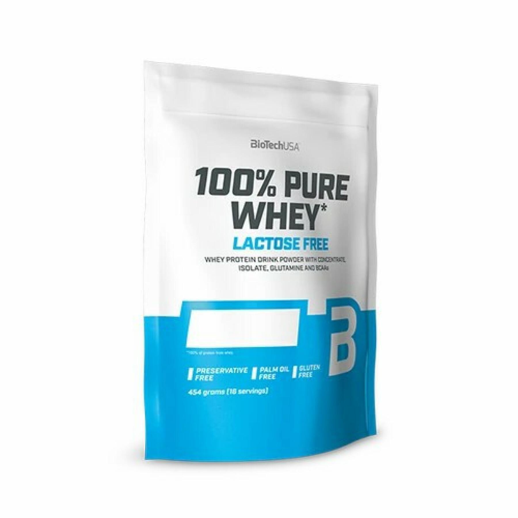 Pak van 10 zakjes proteïne Biotech USA 100% pure whey lactose free - Fraise - 454g