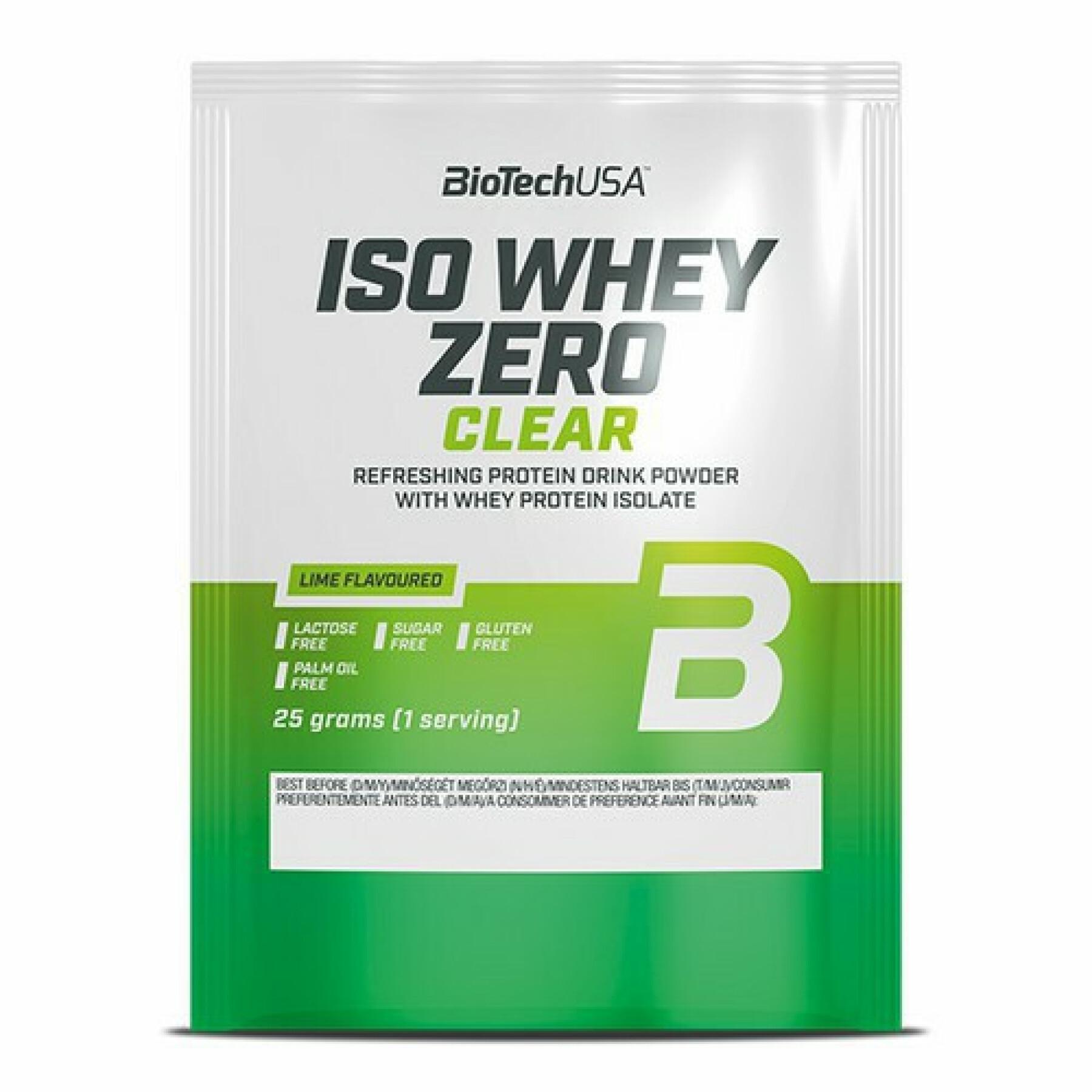 Verpakkingen van 50 zakjes proteïnen Biotech Usa iso whey zero clear - Lime - 25g