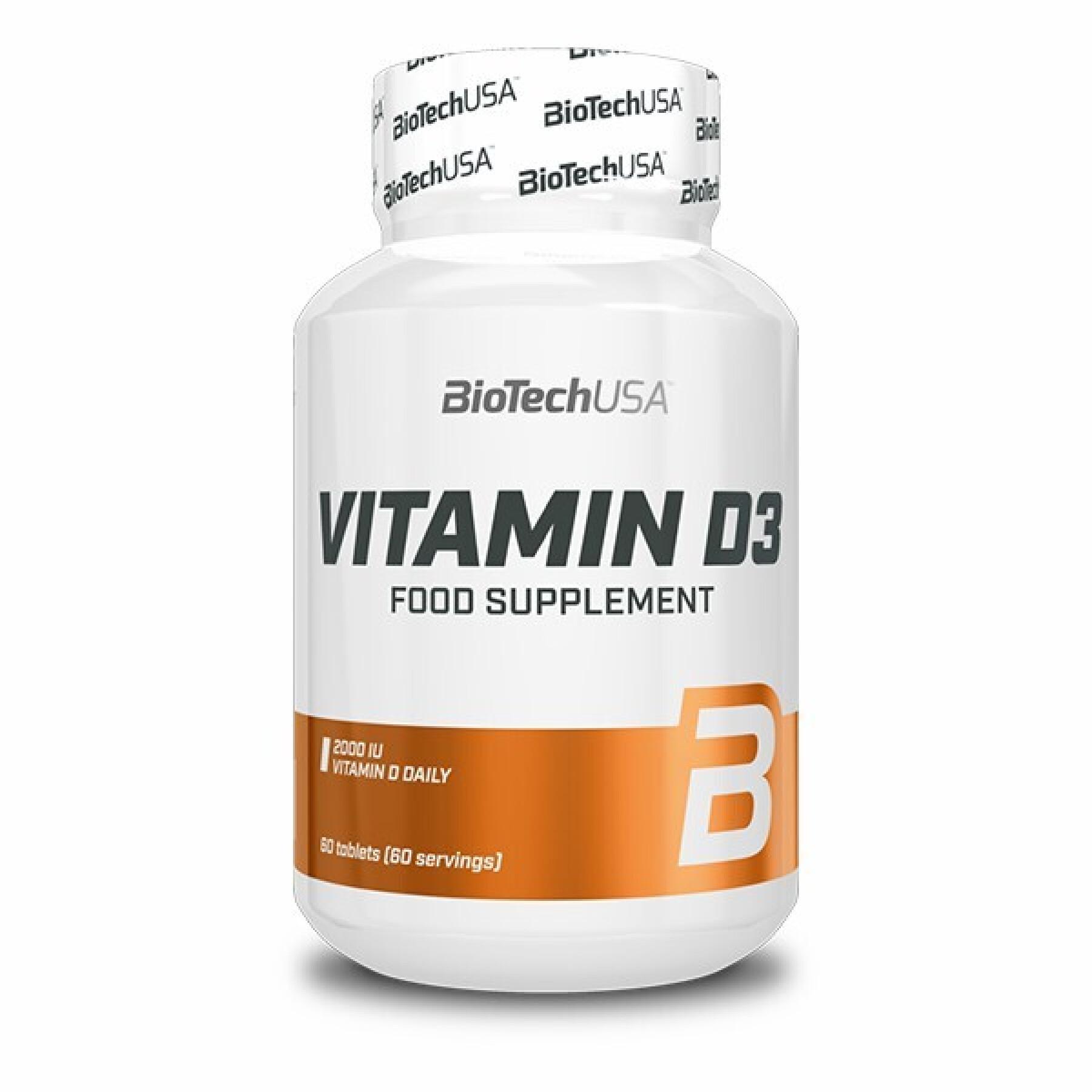 Voedingssupplement potje 60 tabletten Biotech USA Vitamin D3 50mcg