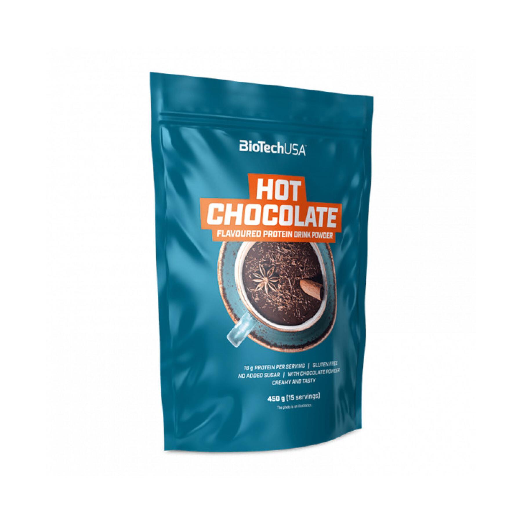 Pak van 10 proteïnepoederdranken Biotech USA - Hot Chocolate - 450g