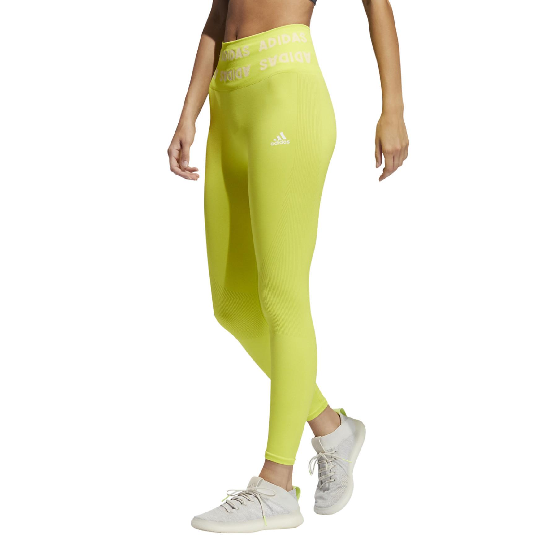 Dames legging met hoge taille adidas Training Branded Aeroknit 7/8