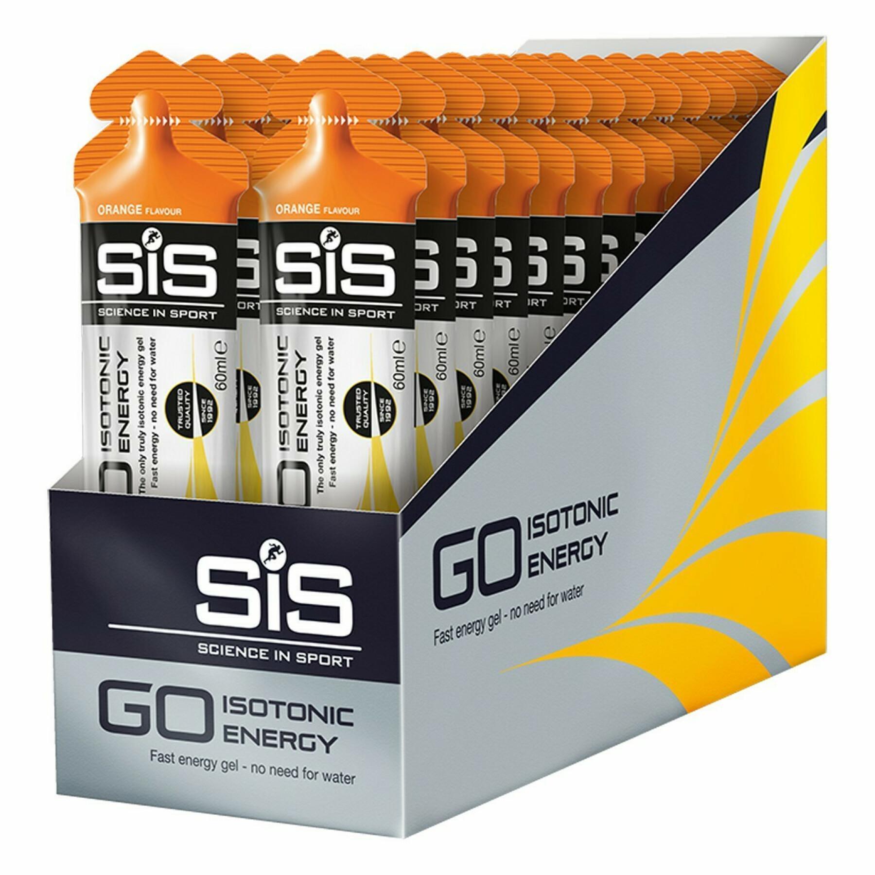 Pak met 30 energiegels Science in Sport Go Isotonic - Orange - 60 ml