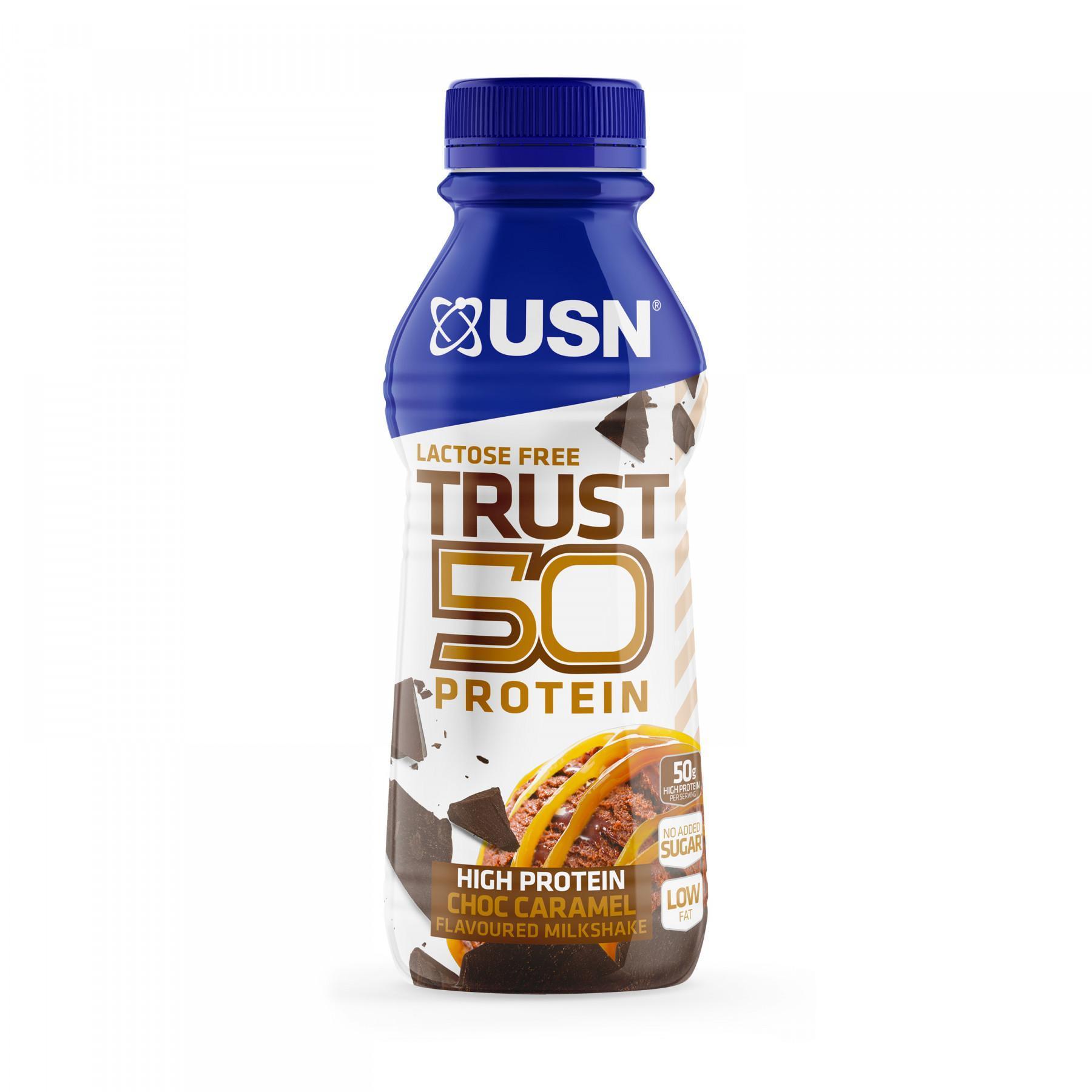 Set van 6 chocolade karamel drankjes 500ml USN Trust Protein Fuel 50