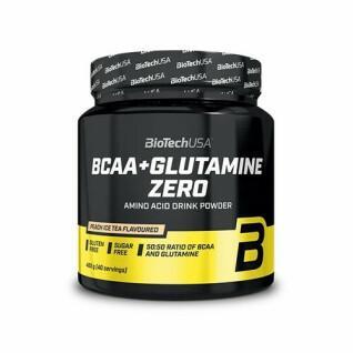 Aminozuur potjes Biotech USA bcaa + glutamine zero - Thé glacé aux pêches - 480g