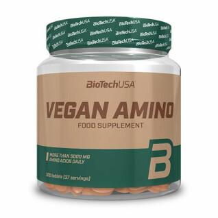 Set van 10 potjes aminozuren Biotech USA vegan amino - 300 comp