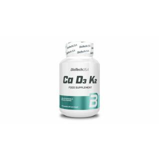 Set van 12 potjes vitamine Biotech USA Ca-D3-K2 - 60 Gélul