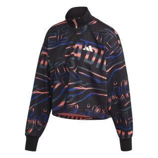 Dames sweatshirt adidas Allover Print Doubleknit Half-Zip